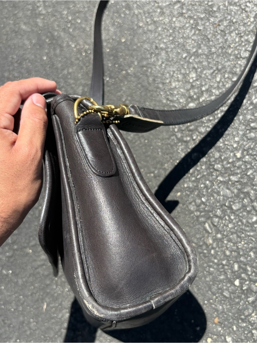 Vintage 90s Coach Court Bag Small Black Leather Crossbody Satchel Purse USA - Picture 3 of 16